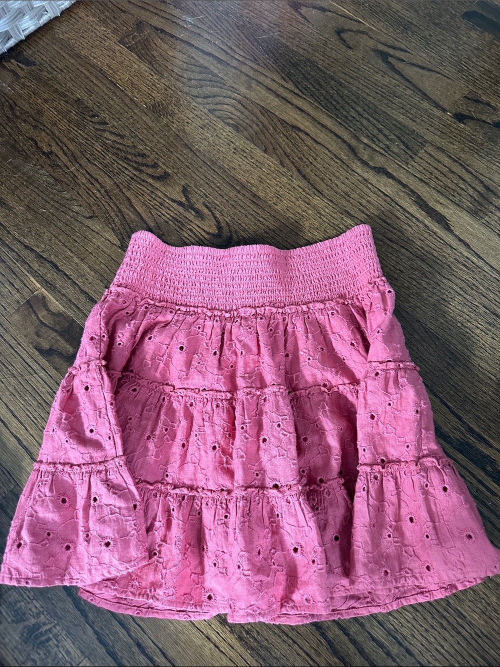 American Eagle Outfitters Pink Eyelet Tiered Skirt